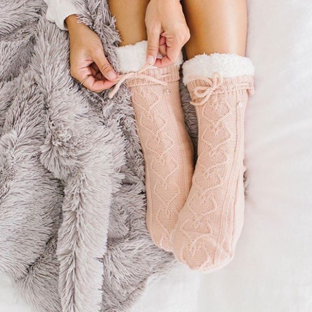 Lauren Conrad Petal Pink Fuzzy Sock Slippers